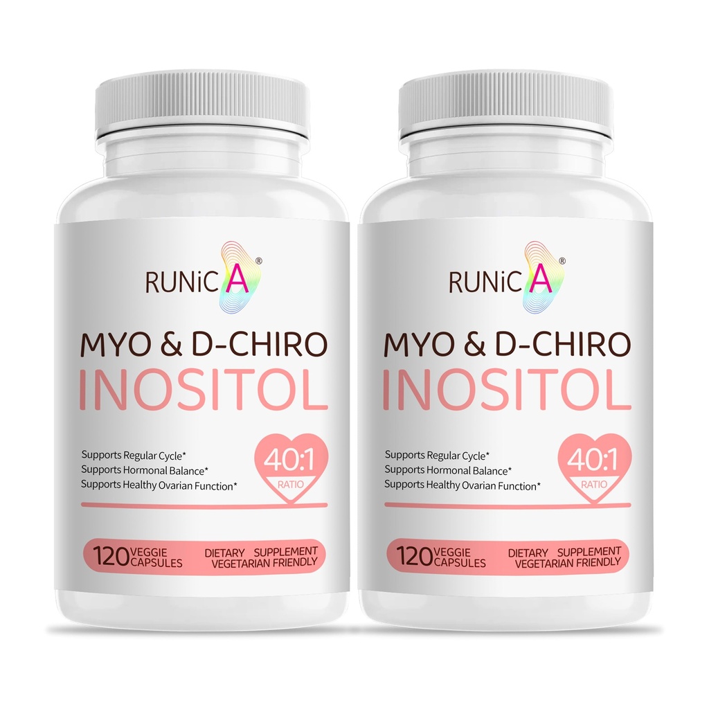 Myo- Inositol & D-Chiro Inositol Suplemen Perempuan - Ideal 40: 1 Rasio - Dukung Keseimbangan Hormone & Fertilitas & Ovarian Kesehatan - Kasuli Powder Vegan - 60- Hari