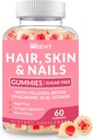 Skin dan Nails Gummies - Vegan Biotin 5000mcg Vitamin untuk Perempuan & Pria Mendukung Rambut Lebih Cepat Pertumbuhan, Lebih Kuat Nails, Glowing Skin