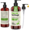 Deley Nabal Dog Fish Oil Islandia 2X Omega - Dog Itching Skin Relief dengan Omega 3 6 9 for Allergies, Coat & Heart & Heart - Omega 3 Fish Oil for Dogs Skin Irritation - 16oz Omega Oil for Dogs made in USA