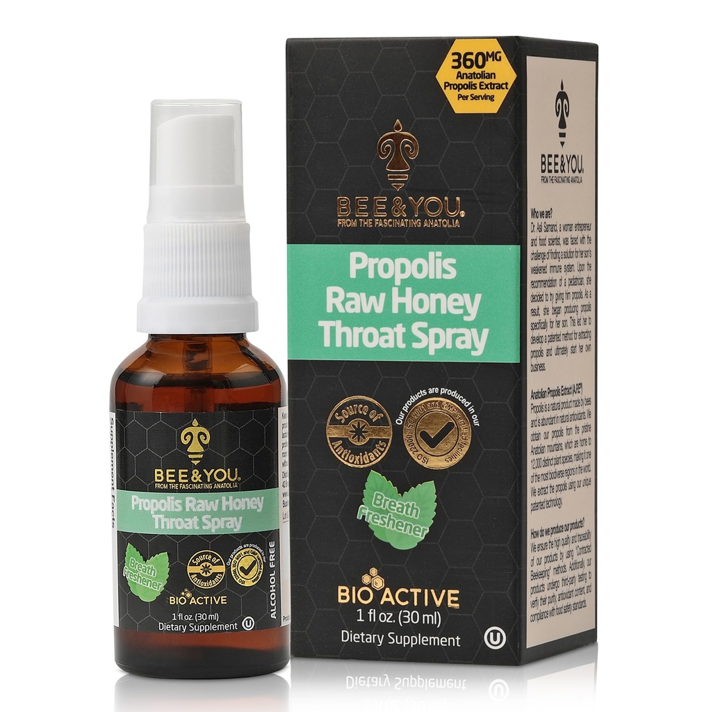 BEE dan Anda, 100% Murni Ekstraksi Propolis, Dukungan Imune, Bantuan Sore Throat, Antioksidants, Natural, Keto, Paleo, Gluten- Free 124; 1 FL Oz