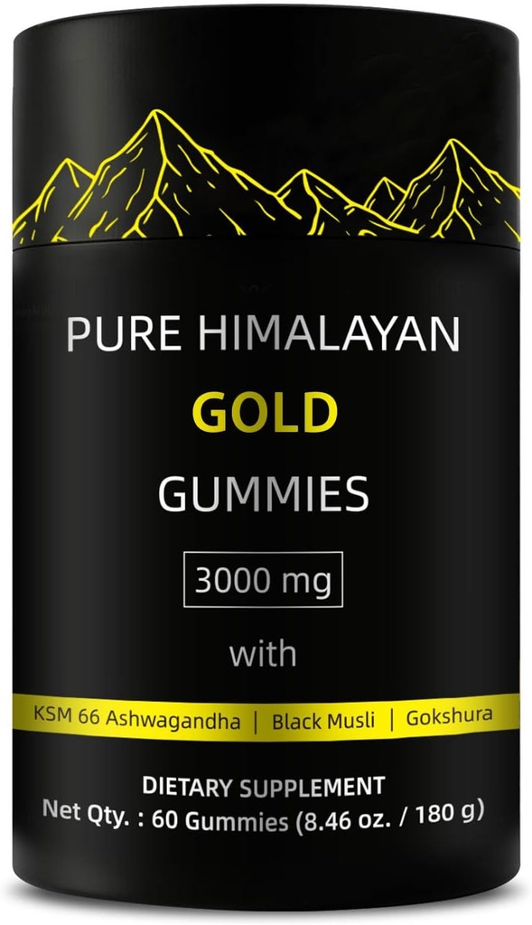 Pure Himalaya Golden Gummies 12.4; Rich di Ashwagandha, Gokshura Fulvic Acid 85 Mikronutrients for Men, Women 124; No Added Sugar 124; Non-GMO 124; Natural Organ 60 Kimmy Per Box