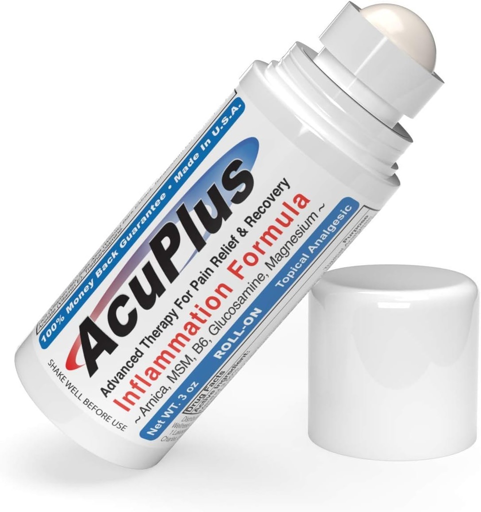 AcuPlus - Relief Nyeri Roll On - Topik Anti Inflammatory to Soothe Muscles & Joints - Arthritis Pain Reliever, Bursitis, Tendonitis Cream - TSA Compliant, Convenient Roll On - 3 fs. oz. (Paket 1)