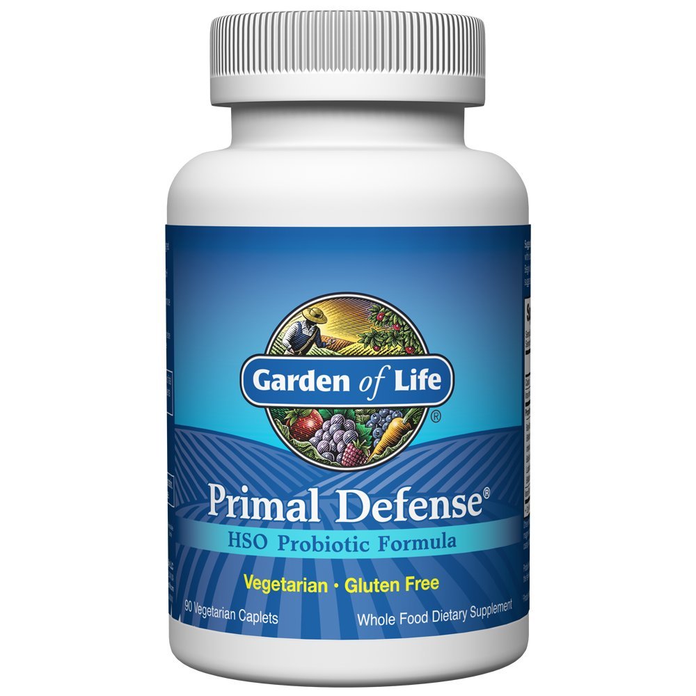 Garden of Life Primal Defense HSO Probiotic Formula - Vegetarian Blend of 12 Progration for Gastrointestinal Saldo - Acciheralus, Lacto dan Bifido Strains, Gluten Free - 90 Caplets
