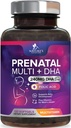 Prenatal Vitamin dengan Acid Folic & DHA, Pengembangan Otak Fetal & Omega 3, Prenatal Multivitamin untuk Perempuan, Vitamin A, C, D, B6, B12 & Iron, Pregnancy Suplemen - 120 Softgels