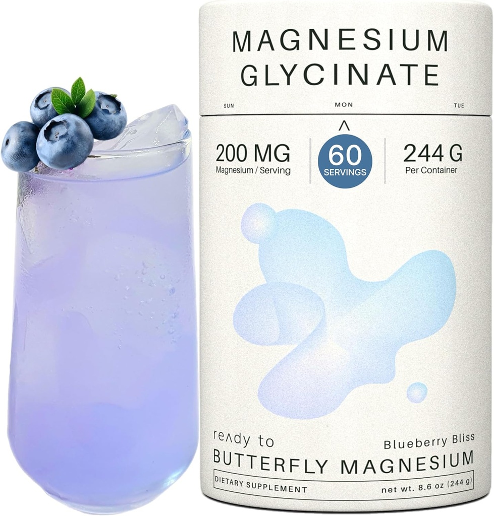 Magnesium Glycinate Powder 200mg 124; Absorpsi Tinggi yang Disediakan Bisglycinate dengan Flower Organik Pea 124; Pasokan Stress Relief, Tenang & Sleep 124; 8.6 oz, 60