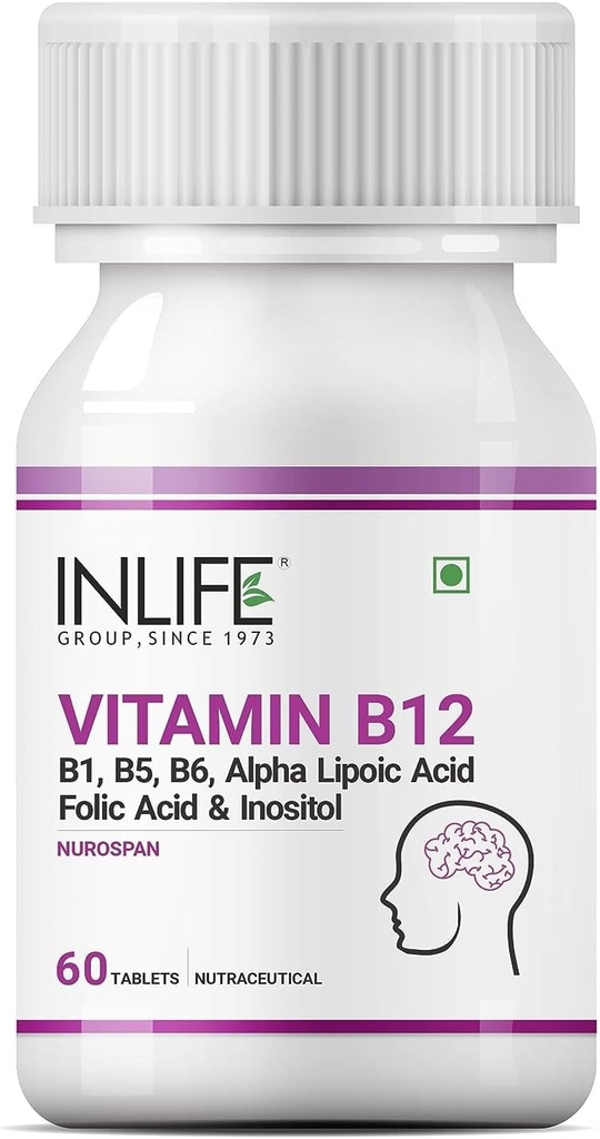 Vitamin B12 dengan B1, B5, B6, Alpha Lipoic Avid, Folic Acid, Inositol Suplemen - 60
