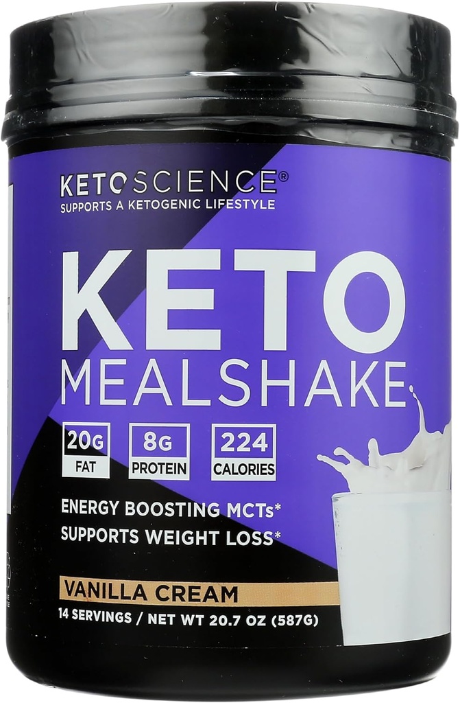 Keto Science Vanilla Cream Ketogenic Meal Shake Dietary Supplement, Paleo Friendly, 20,7 Ounces (Pack of 1)