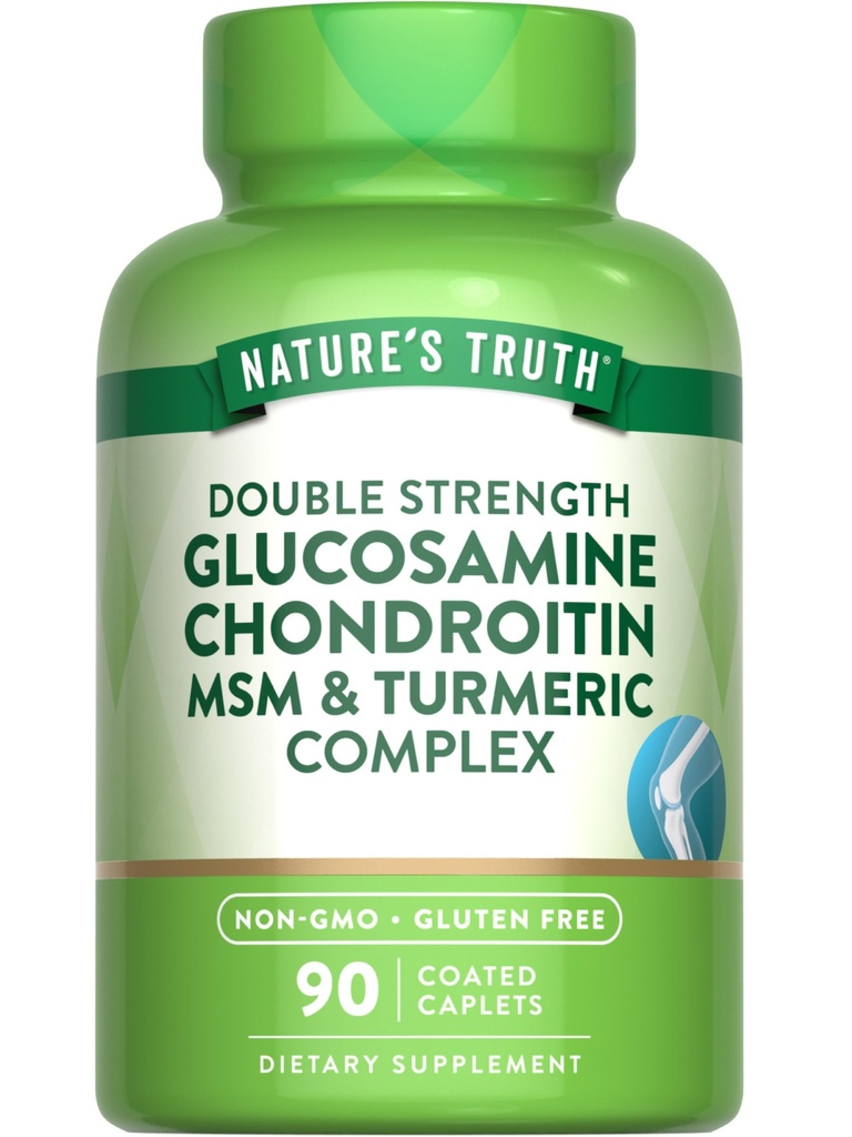 Nature 's Truth Glucosamine Chondroitin MSM Complex 124; 90 Caplets 124; dengan Turmeric 124; Kekuatan Gluson 124; Non- GMO & Gluten Free Suplemen