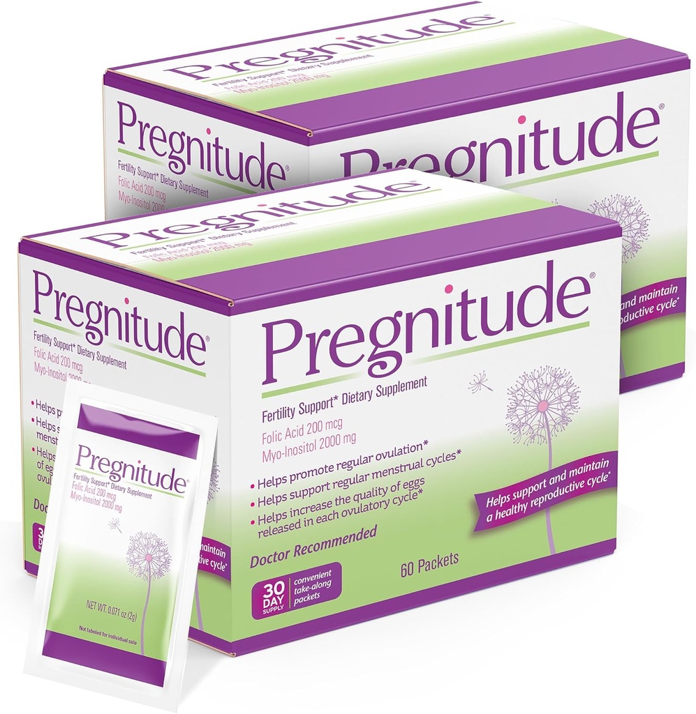 Suplai Kesuburan Reproduktif Pregnitude - Membantu Ovulasi Reguler - Siklus Menstrual, dan Meningkatkan Kualitas Telur - 60 Hari Supply 120 Paket