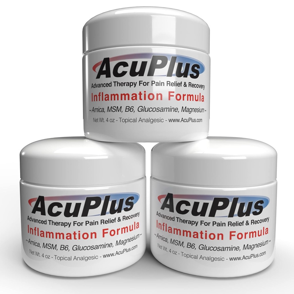 AcuPlus - Advanced Pain Relief Topical Anti Inflammatory Cream to Soothe Muscle & Joint Pain - Arthritis, Bursitis, & Tendonitis - Fast- Acting Formula dengan Ingrements Natural - 4 masing-masing, Paket 3