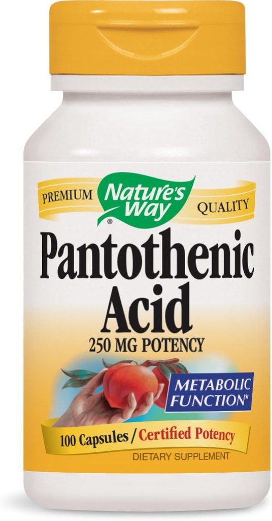 Alam cara Pantothenic Acid 250 Juta Potensi, 100 kapsul. Kemas 3 botol