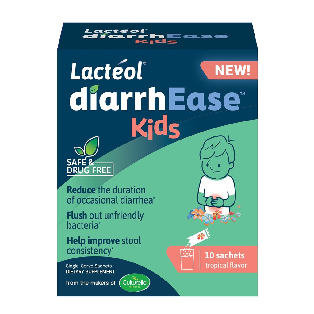 DiarrhEase Kids - A Safe, Drug Free and clinical Tested postbiotic Strain That Shortens The Durasi Occational Diarhead - Bekerja Alami dengan Tubuh Anak Anda, 10 Count