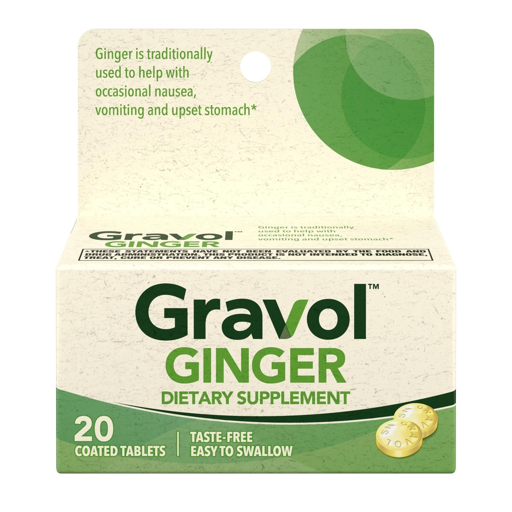 Gravol Ginger Tablets for Upset Stomach and Nausea, 20ct Affects