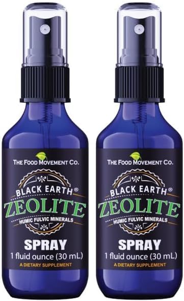 Black Earth Zeolite dengan Humic Fulvic Acids, Trace Minements, untuk Dewasa dan Anak-anak Mendukung Kesehatan Gut, Dukungan Imune, Gangguan dan Penghapusan dan Lebih 1oz Liquid Pompa Spray Suplemen (2 Pack)