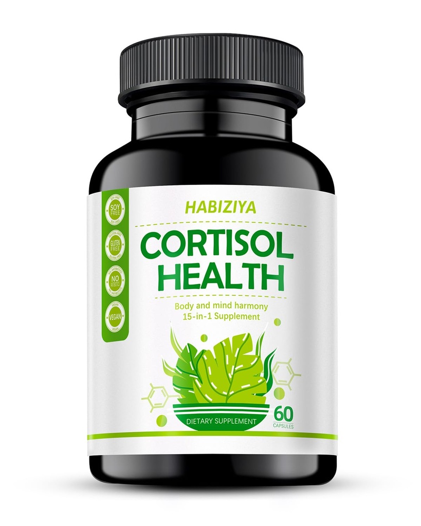 Manajer Cortisol Tambahan untuk Dukungan Perempuan dan Pria Adrenal dengan Ashwagandha, Rhodiola Rosea, Basil Suci, Mood & Sleep Dukungan - Non-GMO, Vegan Capsules (60 Count)