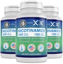 Genex Formulas Nicotinamide 500mg (3- Pack) Vitamin B3 Flush Free Niacin Capsules for Heally Skin - Niacinamide Supplemen membantu Produce Keratin & Duit Cell Health & Energy (300 Capsules)