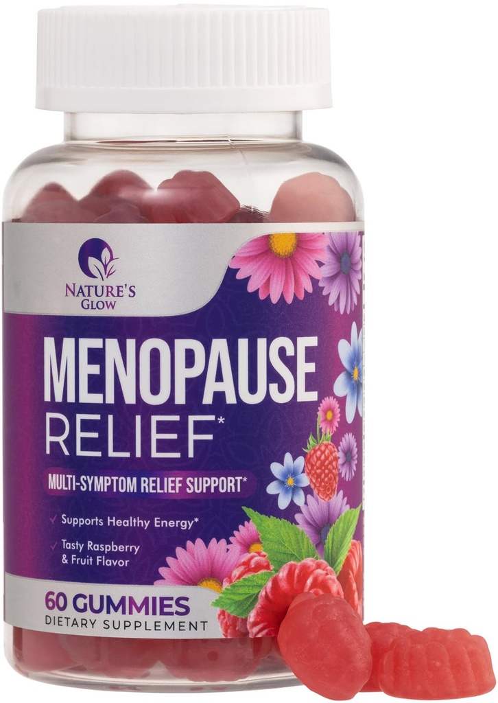 Suplemen Menopause bagi Perempuan - Dukungan Multi- Benefit Menopause Relief Gummy untuk Mild Hot Flashes & Night Sweats, Dukungan Keseimbangan & Energi Alam, Minopause Vitamin, Non-GMO - 60 Gummies