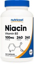 Niasin (Vitamin B3) 100mg, 240 Kapsul - dengan Flushing, Non- GMO, Gluten Bebas