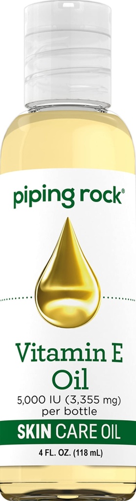 Piping Rock Vitamin E Oil 126; 5000 IU 124; 4 ifl oz 124; untuk Skin, Face, Face, & Nails 124; Nafishing Supplemen