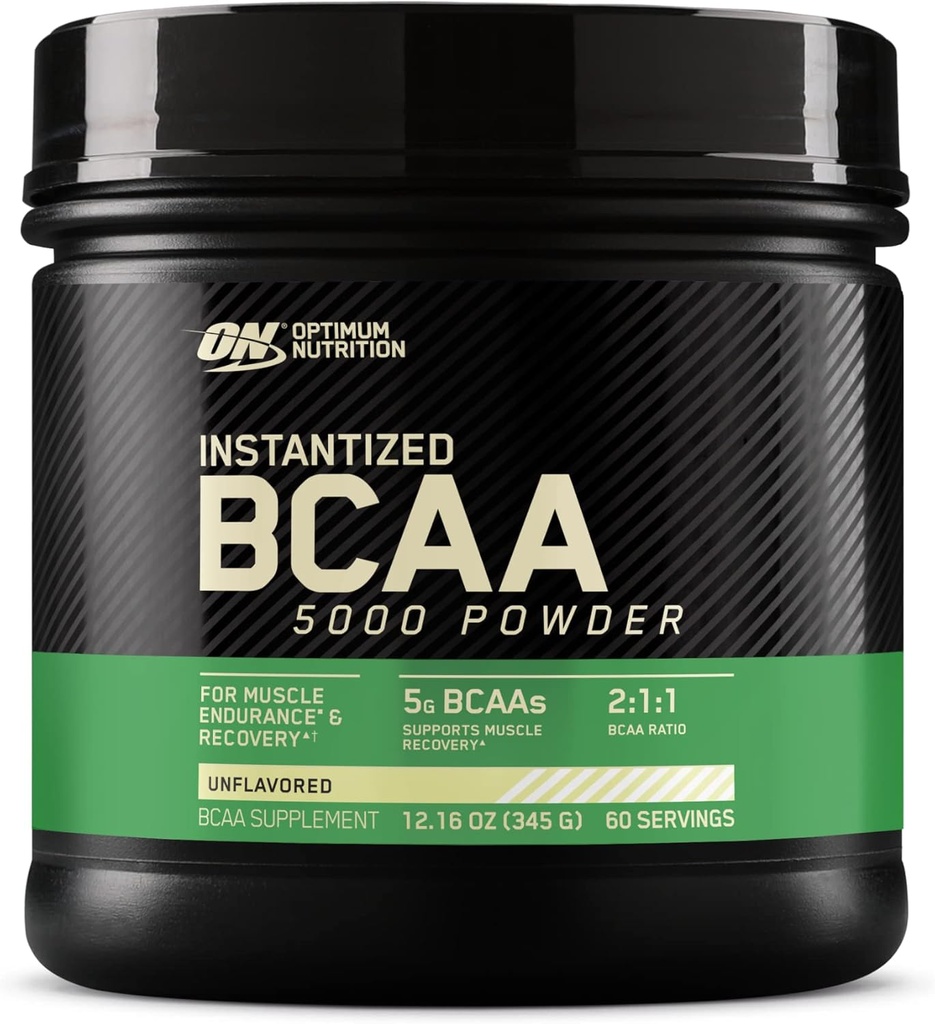 Optimum Nutrition Instantized BCAA 5000mg Powder, Unfeatored, Keto Friendly, 60 Servings