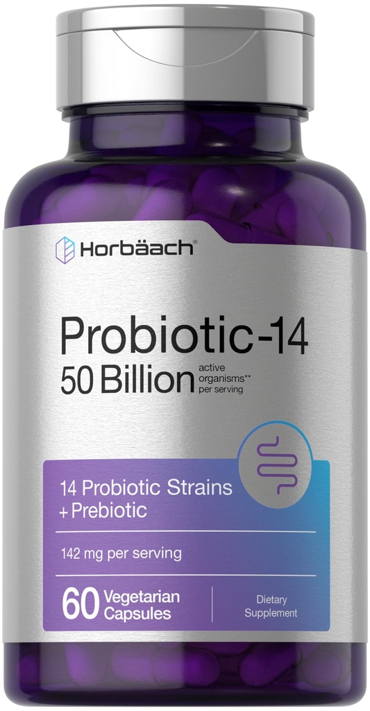 Horbaach Propoles for Women and Men 124; 60 Capsules 124; 14 Prototic Strains dengan Prebiotic 124; 50 Milyar Aktif Organisme; Non-GMO & Gluten Free Suplemen