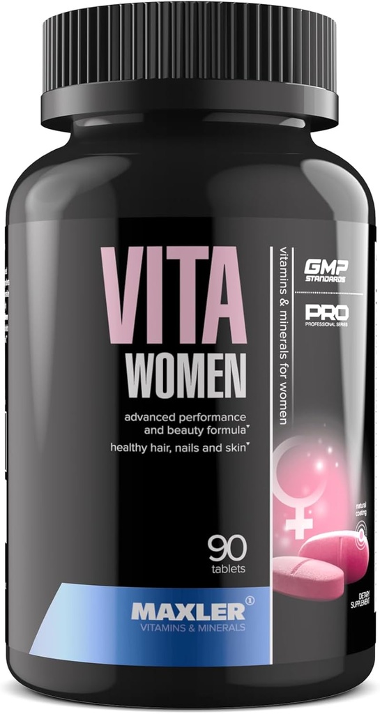 Maxler VitaWomen Premium Multivitamin for Women - Suplemen Perempuan - Hair Skin dan Nails Vitamin A B C D E E K, Omegaga-3, Biotin, Antioksidants, Enzymes - 90 Tablet