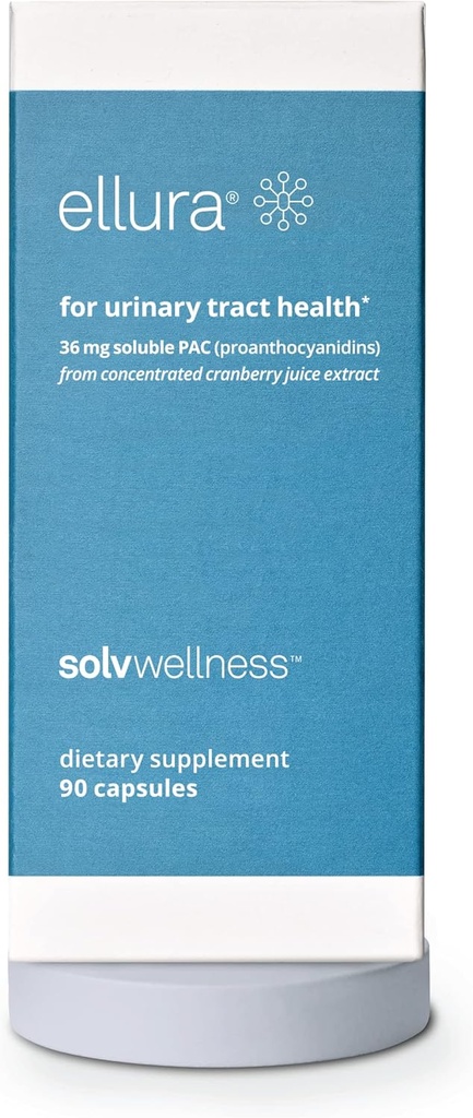 Solv Wellness Ellura Clinically Proven Cranberry Suplement: Dapatkan Ahead of Utis dengan 36mg 100% Bioavailable PAC, 90 Kapsul