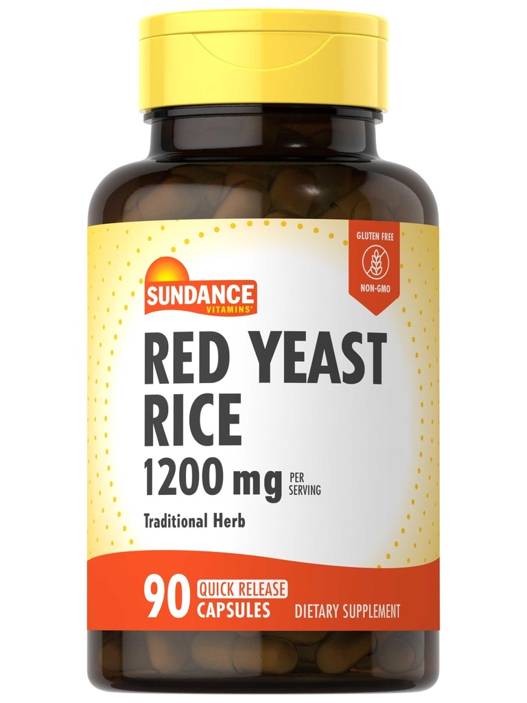Sundance Red Yeast Rice Capsules 124; 1200 mg 124; 90 Count 124; Tradisional Herbal Suplemen 126; Non-GMO dan Gluten Free Formula