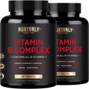 Vitamin B Kompleks - Berisi Semua Esensial B Vitamin - B1, B2, B3, B5, B6, B9, B12 dan Biotin - Super B Kompleks Vitamin untuk Energi, Dukungan Imunitas - 180 Tablet