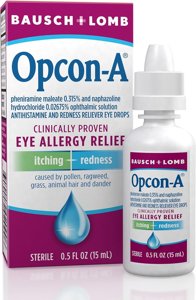 Mata Alergi Dijatuhkan oleh Bausch & Lomb, untuk Itch & Redness Relief, 15 mL