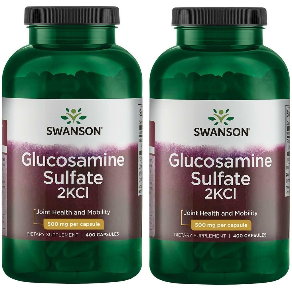 Swanson Glucosamin Sulfate 2Kcl 500 mg 400 Caps (2 Pack)