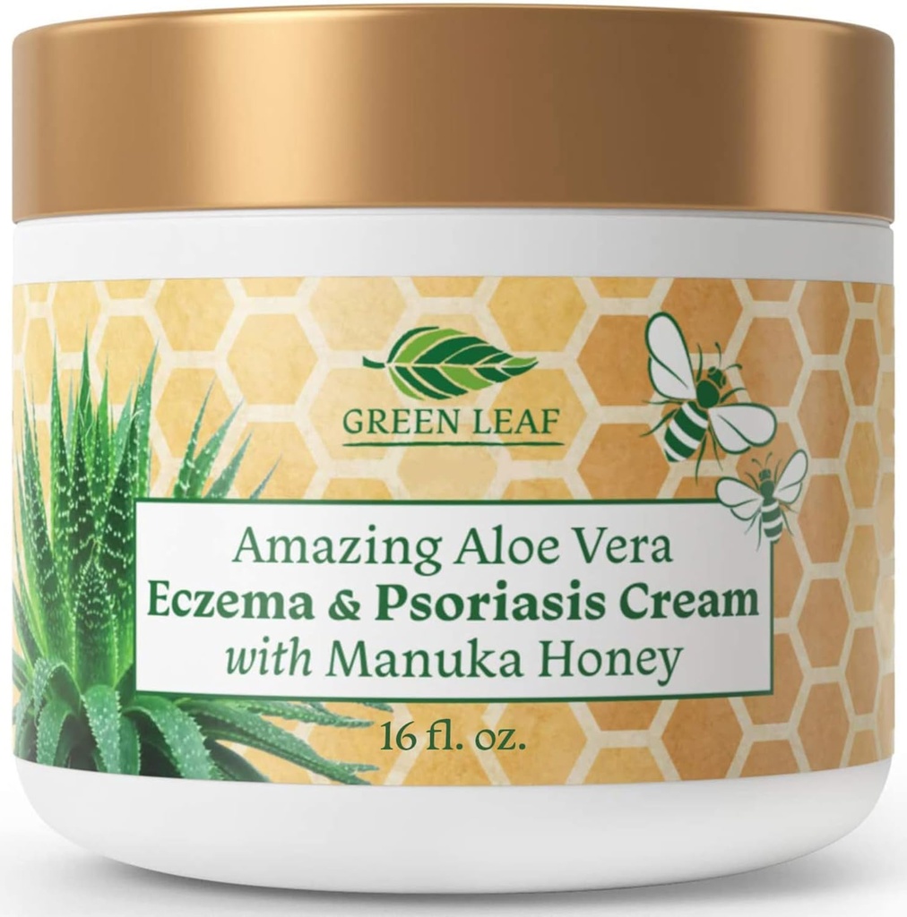 Manuka Honey Eczema Cream Moisturizing Lotion For Psoriasis Relief - Itchy, Dry Skin Rash Oaster- Skin Soothing Moisturizer Baby Kids & Pertumbuhan Kekuatan Tinggi Tubuh & Face Cream 16oz