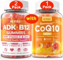 NEVISS 2Pack Vitamin ADK dengan B12 Gummies + 1 Pack CoQ10- 250mg Filled Gummies