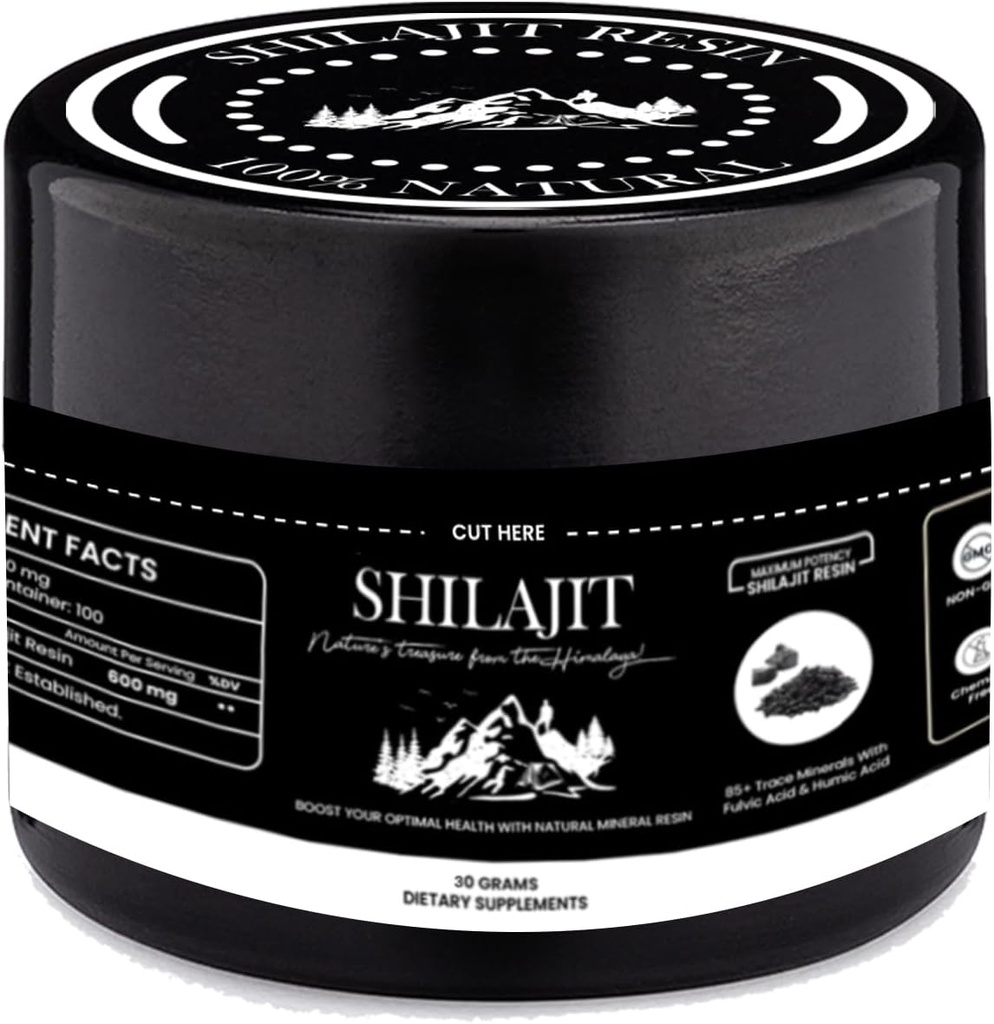 Shilajit Pure Himalaya Resin - 100% Pure Shilajit with Fulvic Acid & 85 + Trace Minerals - Supports Energy, Immunity & Men 's Health (30 Grams)