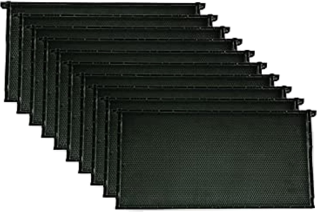 Mann Lake Premium Beekeeping Frames, All-inone Frame & Foundation, Natural Beeswax Coating, Universal Fit, BPA & BPS Free, 9 1 / 8 Inches, Black, 10 Pack