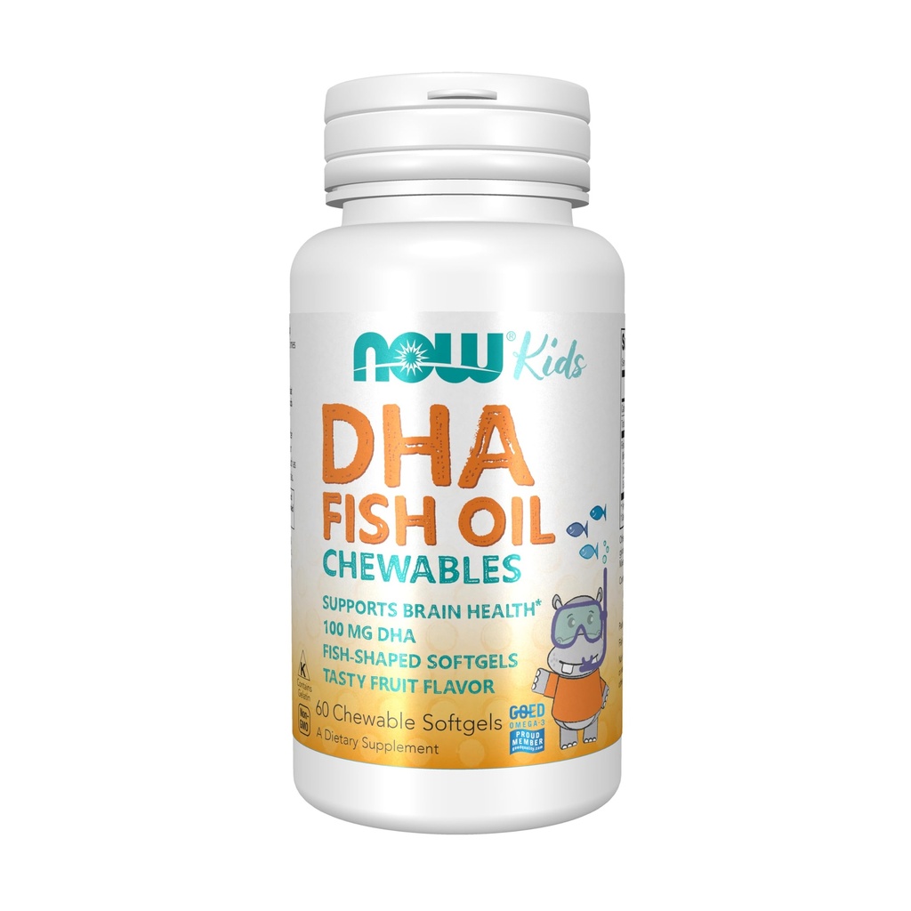 Suplemen Sekarang Makanan, DHA Anak 100 mg, Mendukung Kesehatan Otak *, Fruit Flavor, 60 Softgels Chewable, kemasan mungkin bervariasi