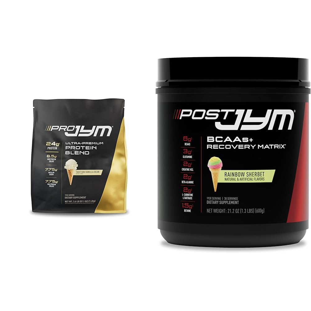 JYM Tambahan Ilmu PRO JYM 45 Hamba - Tahiti Vanilla Bean & - Postout dengan BCAA, Glutamine, Creatine HCL, Beta- Alanine, dan More Rainbow Sherbert Flavor, 30 Pelayan, 21,2 oz.