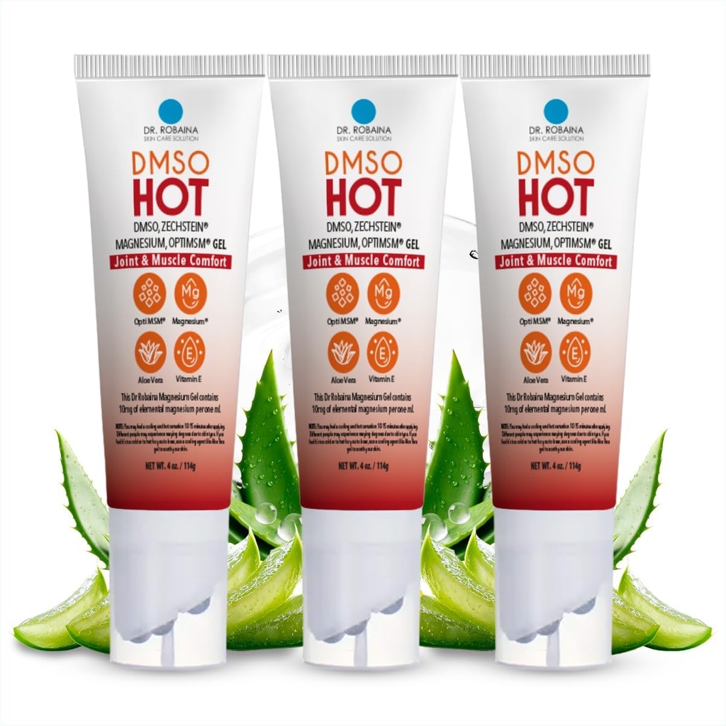 Dr. Robaina DMSO HOT Roll-On - 99,9% Pharmaceutical Grare Graceutical 124; Peniru Bola Targeted Heat 124; Zechstein Magnesium, MSM, Arnica, Aloe Vera, Vitamin E - 4 oz 126; Dibuat di Amerika Serikat