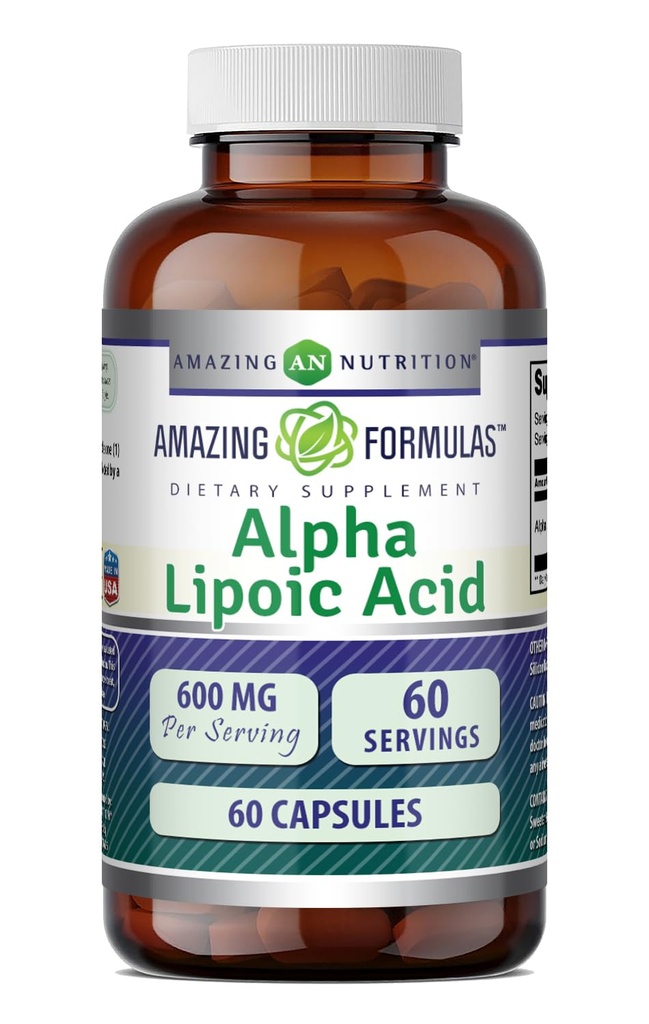 Amazing Formula Alpha Lipoic Acid 124; 600 Mg Per Serving Suplement 12.4; Capsules 14; Non-GMO 124; Gluten Free 124; Dibuat di AS (1 Pack 124; 60)