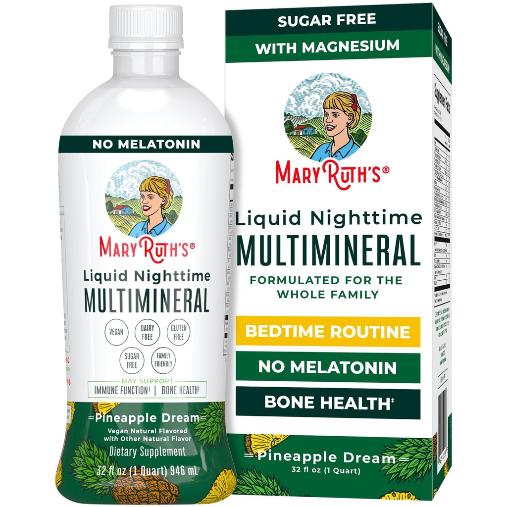 MaryRuth Organics Liquid Extimineral 124; NO Melonalin 124; Magnesium Citrate 124; Calcium 124; Zinc 124; Vitamin D3 124; Tersedia di 4 Flavors 124; Vegan 124; Gula Free 124; Gluten Free 124; 32 Oz