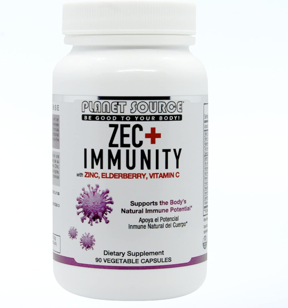 ZEC + Imunitas - Pertumbuhan Vitamin dengan Zinc, Elderberry, dan Vitamin C - Natural Elderberry Immune Supplemen untuk Hidup Sehat - 90 Count Veggie Kapsul