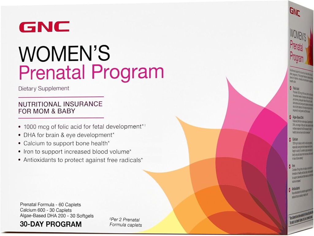 Program Prenatal Wanita GNC, Sistem Tambahan Harian, Mendukung Pengembangan Kesehatan untuk Bayi Anda dengan Kebutuhan Zinc & Iron for Fetal, Ditantang Prenatal dan Esensial Pregnancy, 30 Paket
