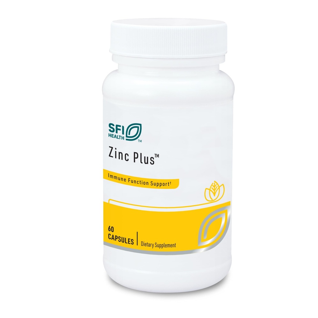 Klaire Labs SFI Health Zinc Plus Suplemen Dukungan Imune - Zinc Citrate dengan Copper, Vitamin B6 & Vitamin C - Hypopullergenic (60 Capsules)