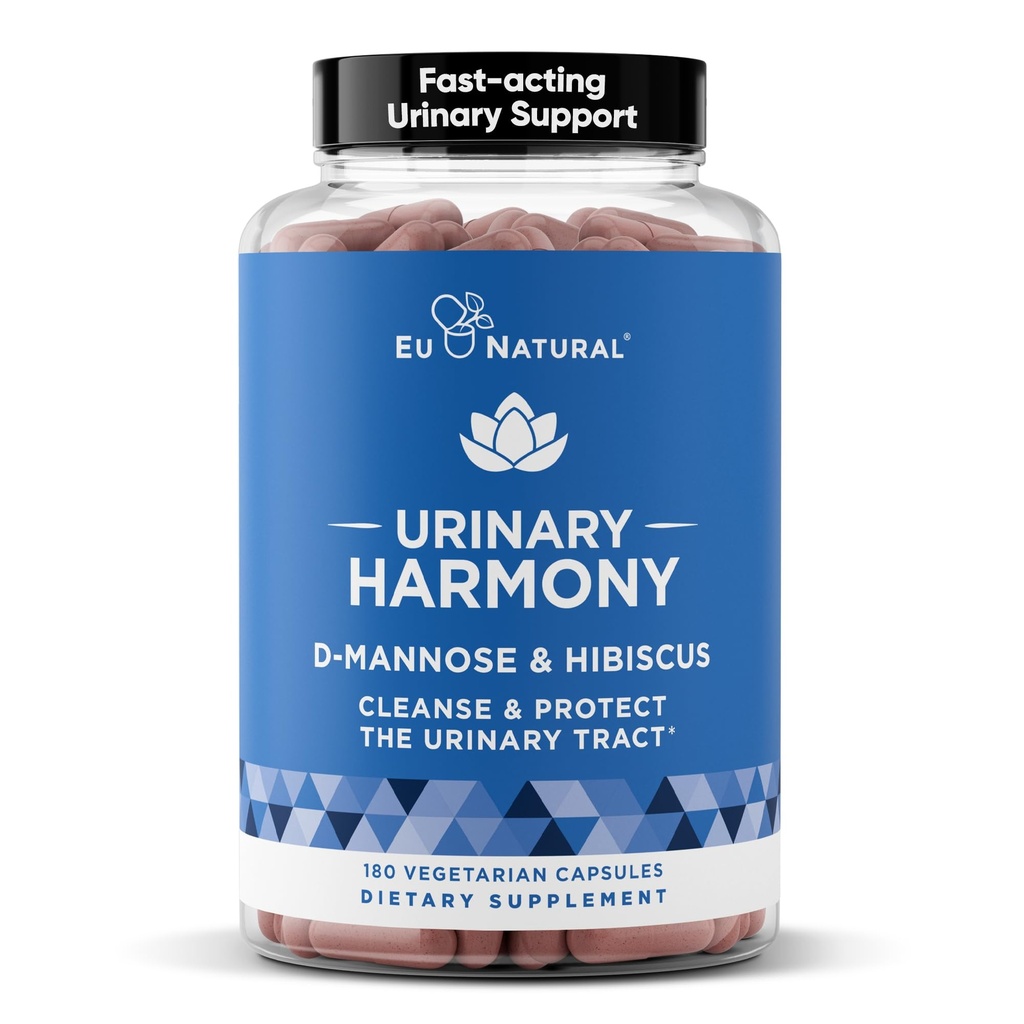 Uriner Harmony D-Mannose Supplement - Uriner Tract Health for Women - Cleanses and Flushes the Urinary System - Power Formula Power Veniclinical with DMannose and Hibiscus - 180 Fast Acting Kapsul