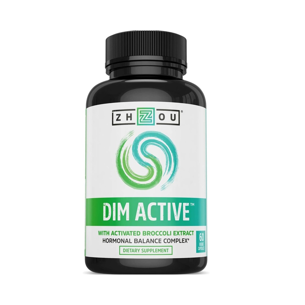 Zhou DIM Aktif - Tambahan DIM, Keseimbangan Hormone untuk Perempuan & Pria, Dukungan Hormonal dengan 250mg Diindolylmetana - 60 Vegan Capsules