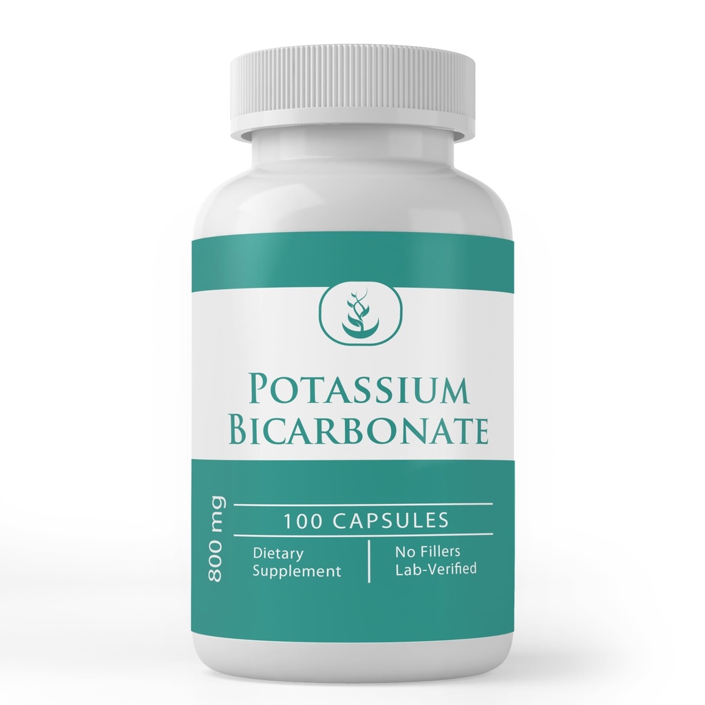Murni Bahan Potasium Bikarbonat Asli (100 Capsules) Selalu Murni, Tidak Ada Addonist atau Filler, Lab Verifikasi