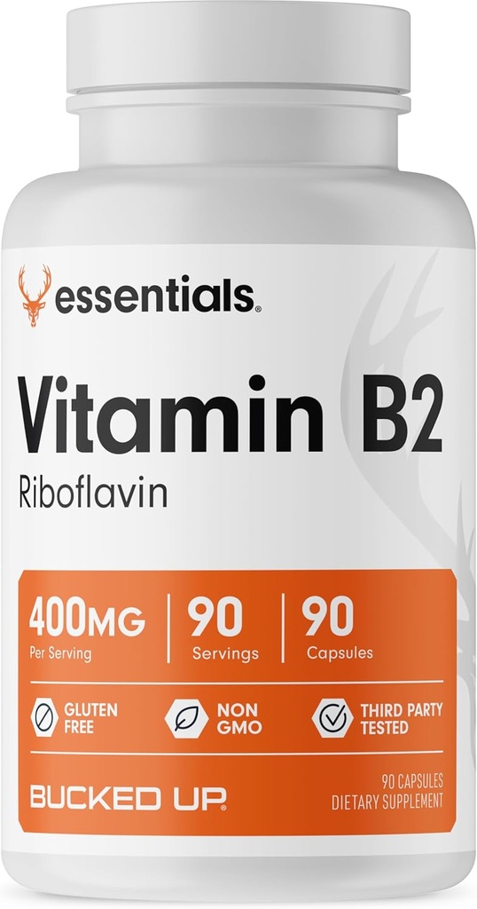 Bucked Up Vitamin B2 400mg Capsules, Esensial (90 Hamba)