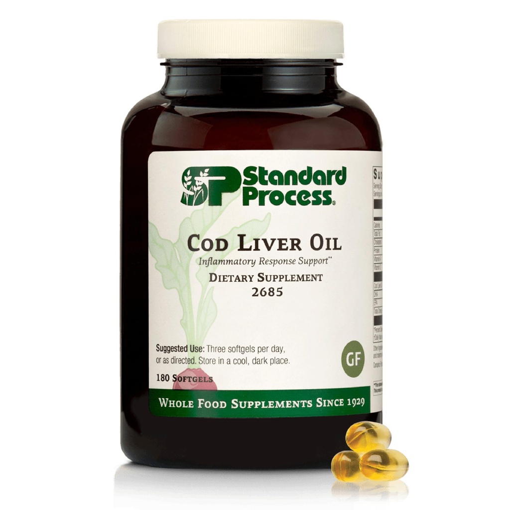 Pemroses Standar Cod Liver Oil - Aid Heally Skin & Eyes dengan Omegaga- 3 Acids Gendut & Vitamin A dan D - Bone & Tooth - Free, Non-Dairy & None-Soy - 180 Softgels (60 Pelayan)