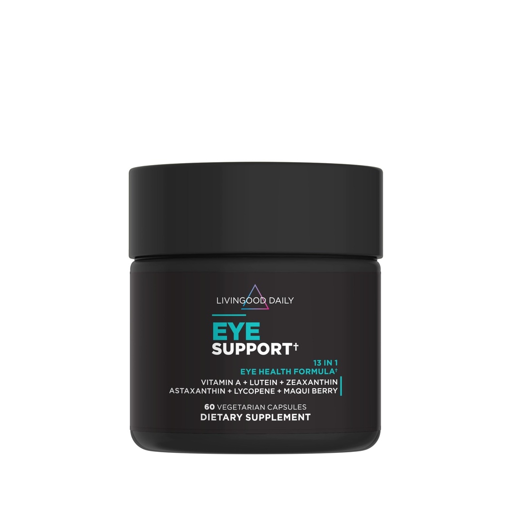 Livingood Daily Eye Support, 13-in- 1 Vision Suplemen dengan Lutein, Dalxanthin, Astaxanthin, Vitamin A, Lycopene, Maqui Berry & More, Promotes Heally Eyes, Blue Light Protection, Vegan, 60 Capsules