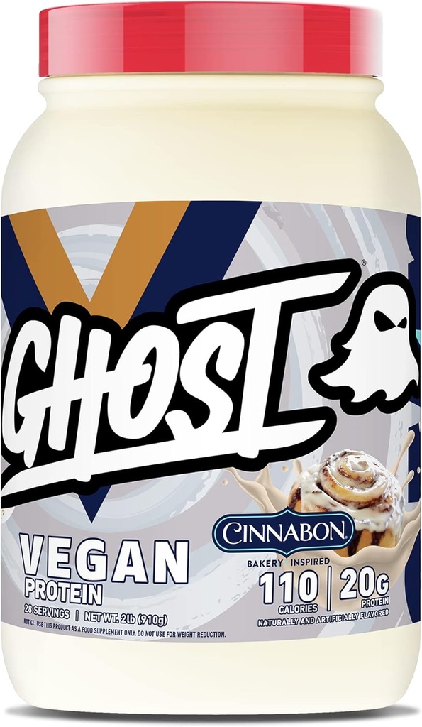 GHOST Vegan Protein Powder, Cinnabon - 2lb, 20g Protein - Plant - Based Pea & Organic Pumpkin Protein - About
